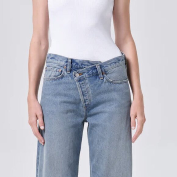 Agolde Denim - Agolde Criss Cross Straight Women Jeans with Raw Hem in Size 25 Light Wash